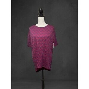 NWT LulaRoe Irma XXS Ostrich Feather Print Women’s Short Sleeve Shirt